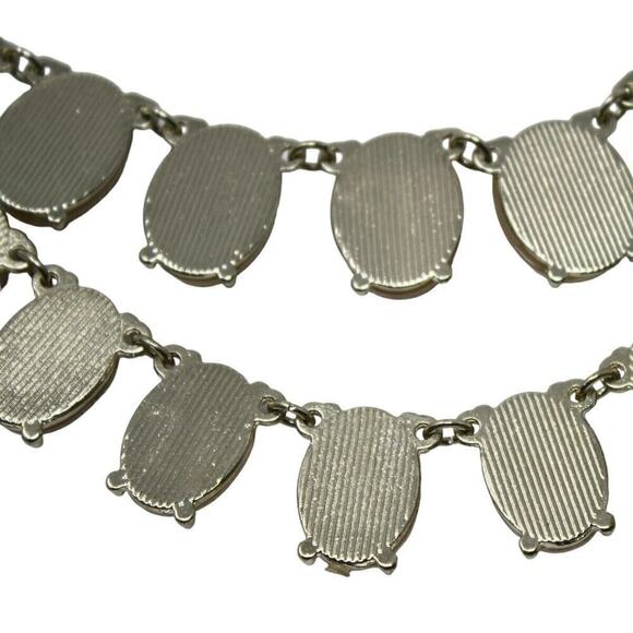 Vintage Two Tiered Bib Style Necklace Shiny Statement Piece 21" Long - Hey Viv - Picture 3 of 6